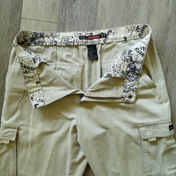 VTG 90s Y2K Quiksilver Baggy Cargo Pants Carpenter Rave Cyber Grunge Skate 34x30 - Picture 9 of 16